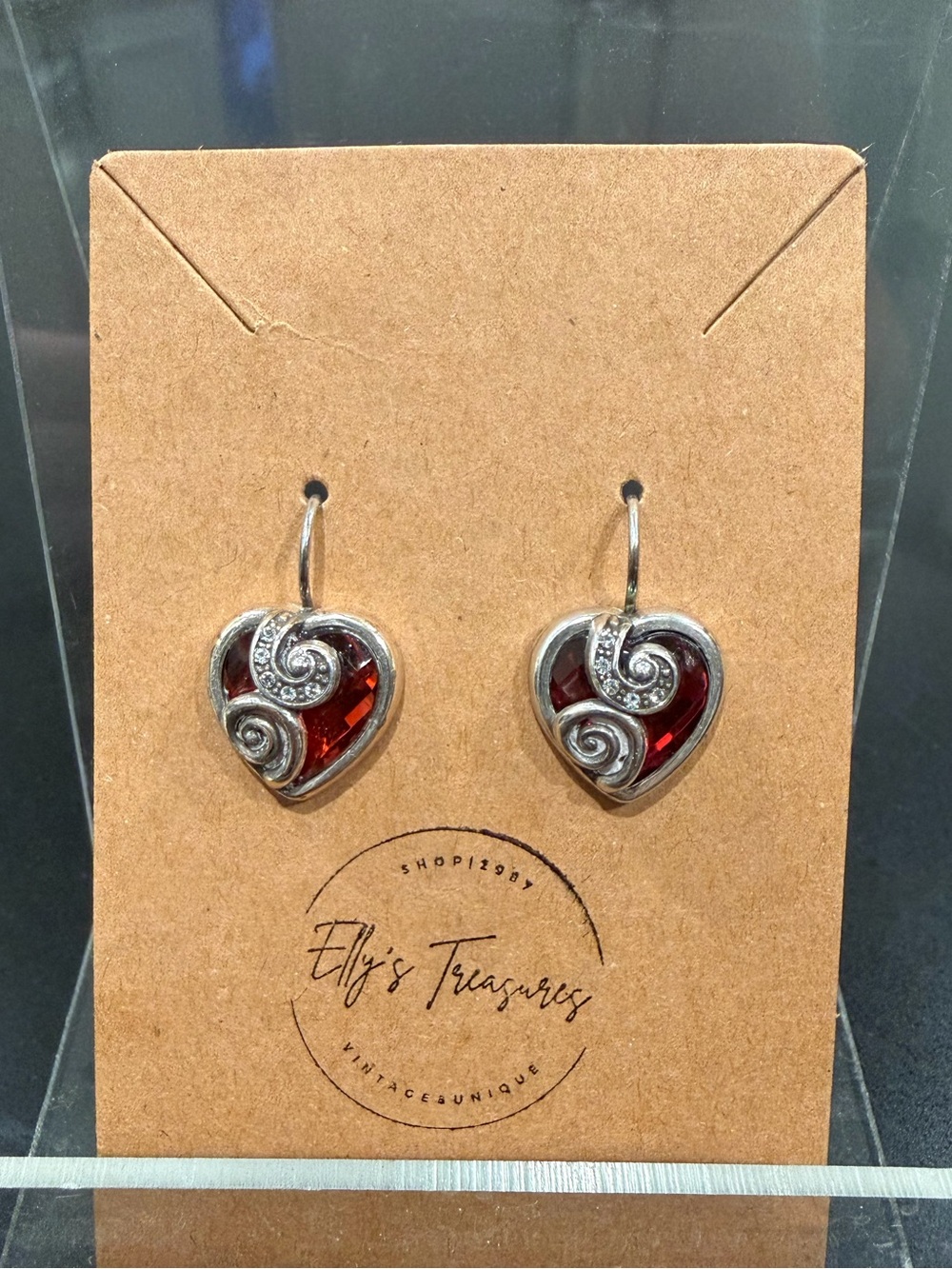 Brighton Silver-Tone Red Heart Drop Earrings